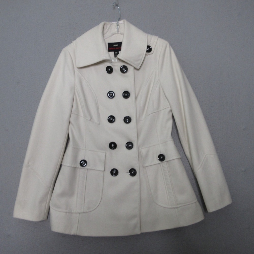 Vintage Miss Sixty Peacoat Medium‎ Y2K 90s Fitted Pleat Wool Blend Double Breast